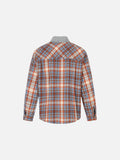 DAXUEN rust and blue plaid long-sleeved flannel shirt