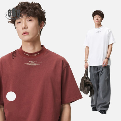 DAXUEN rust oversized mock neck graphic tee