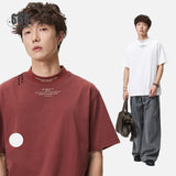 DAXUEN rust oversized mock neck graphic tee