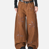 Rust Wide Leg Pants with Claw Graphic