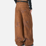 Rust Wide Leg Pants with Claw Graphic