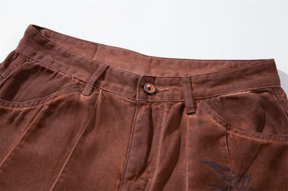 Rust Wide Leg Pants with Claw Graphic