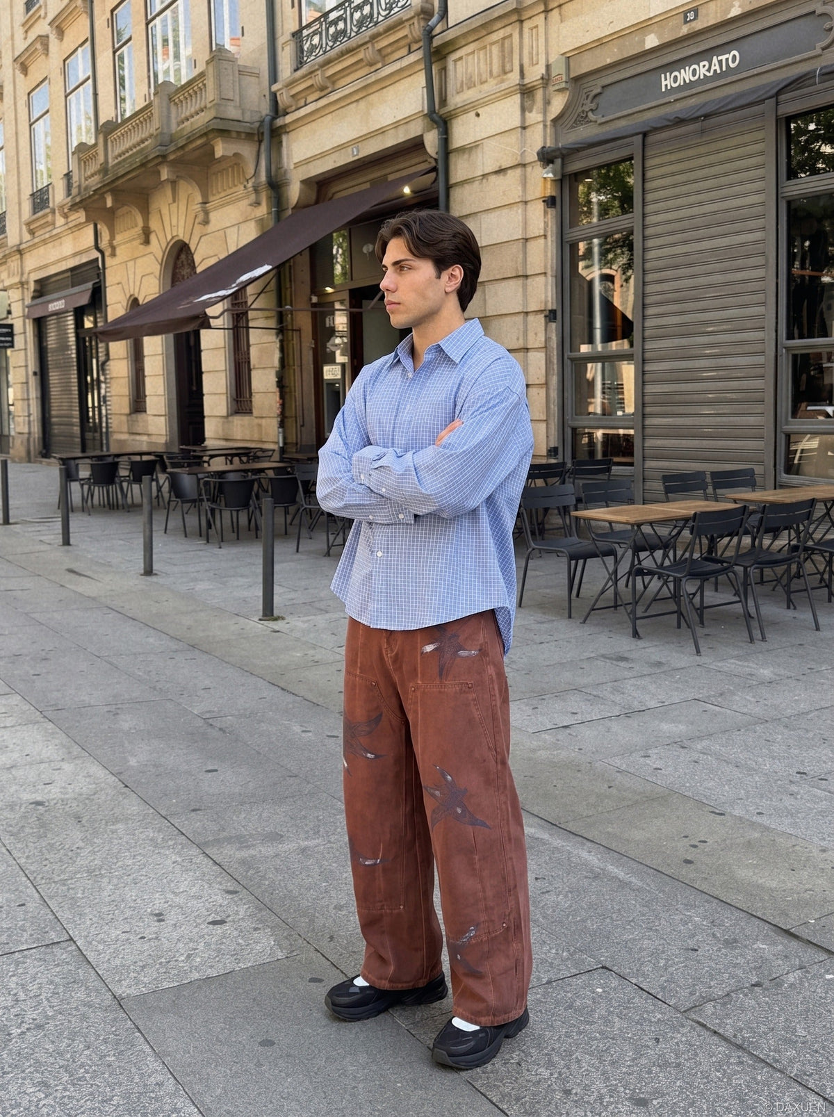 Rust Wide Leg Pants with Claw Graphic