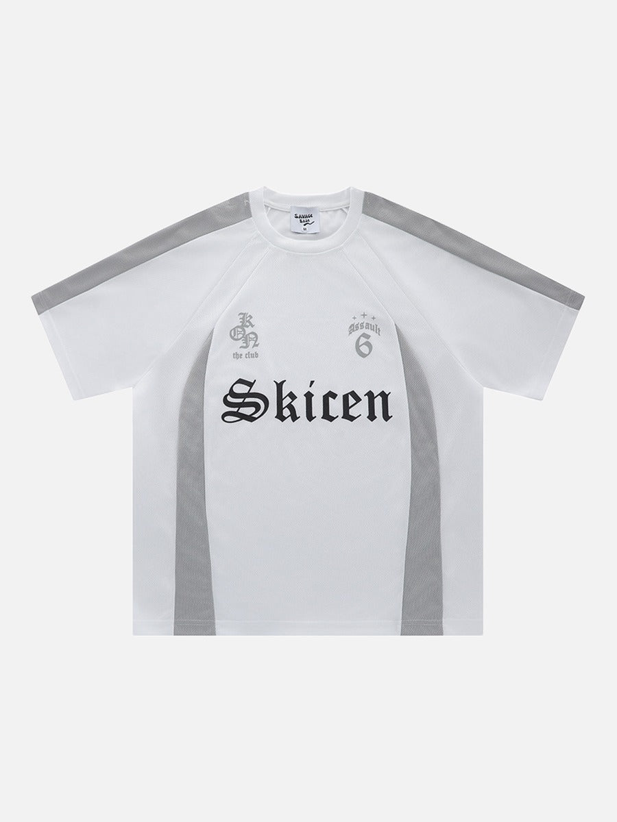 DAXUEN White oversized sports jersey T-shirt with mesh panels