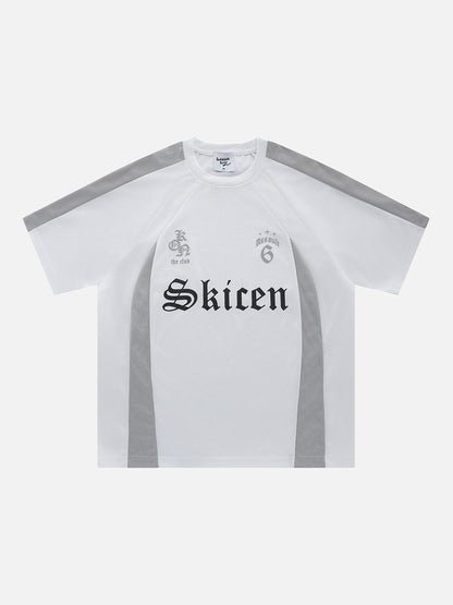 DAXUEN White oversized sports jersey T-shirt with mesh panels