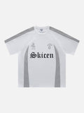 DAXUEN White oversized sports jersey T-shirt with mesh panels