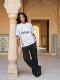 DAXUEN White oversized sports jersey T-shirt with mesh panels — model photo