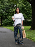 DAXUEN White oversized sports jersey T-shirt with mesh panels — model photo