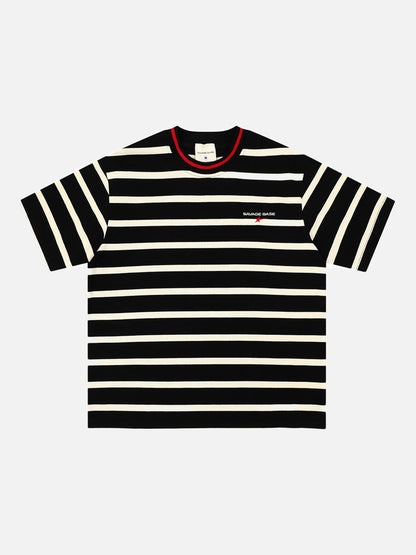 DAXUEN Striped crew neck t-shirt with embroidered text