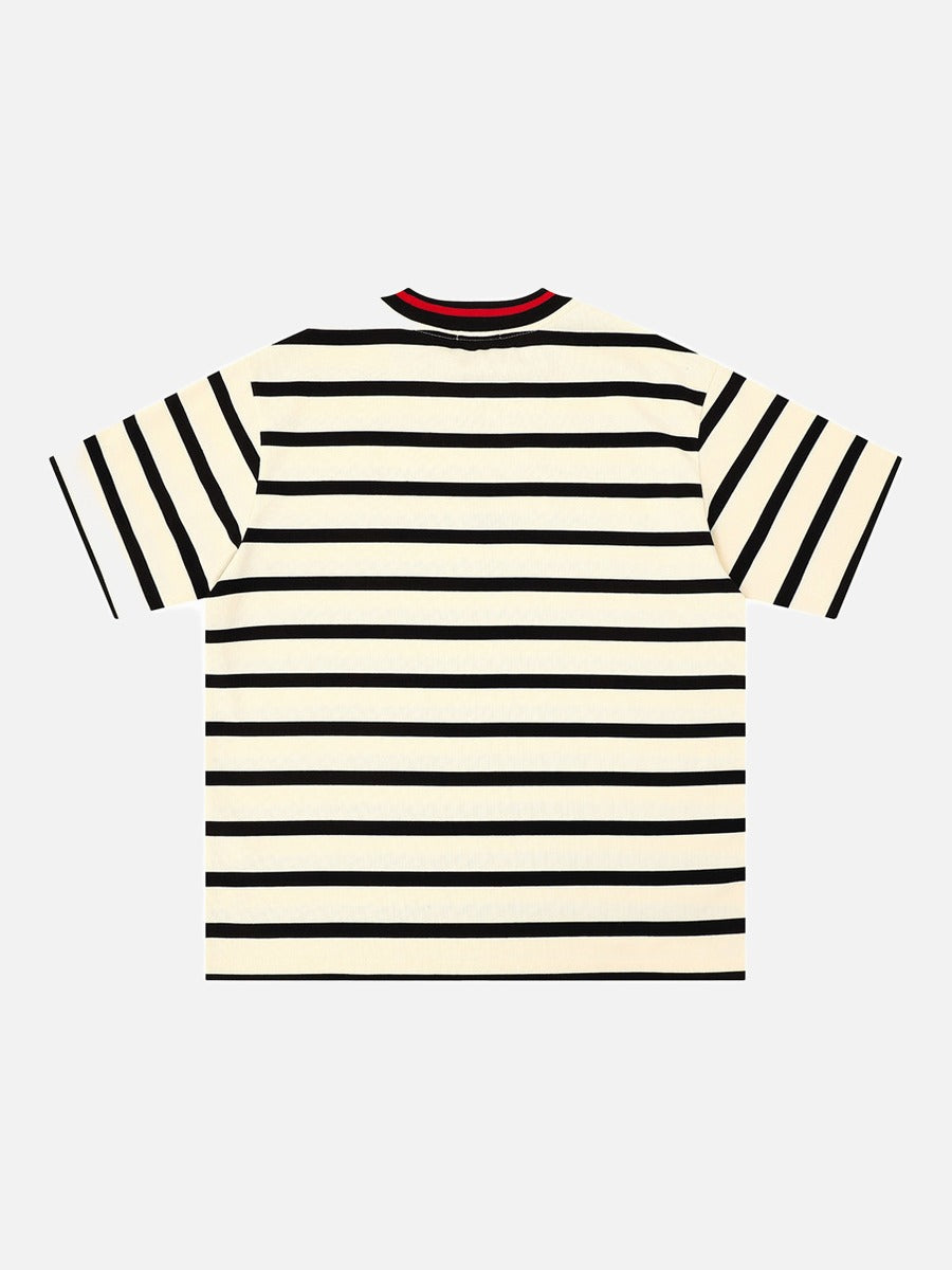 DAXUEN Striped crew neck t-shirt with embroidered text