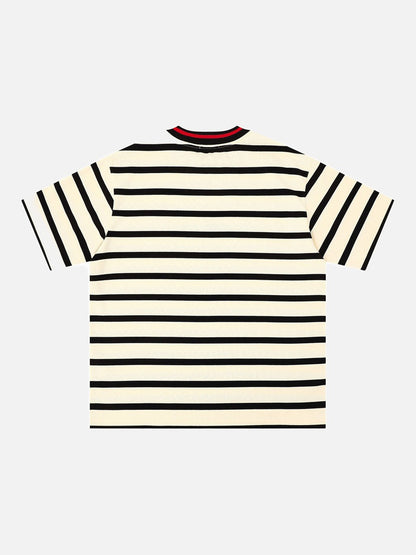 DAXUEN Striped crew neck t-shirt with embroidered text