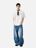 DAXUEN black oversized rocky-coastline graphic tee