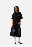 DAXUEN black oversized rocky-coastline graphic tee