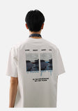DAXUEN black oversized rocky-coastline graphic tee
