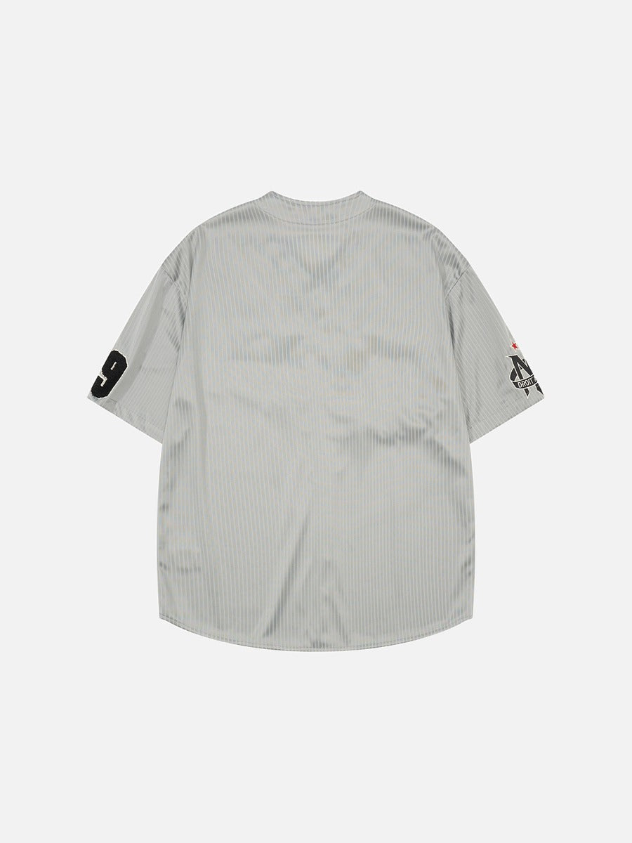 DAXUEN Script embroidered baseball jersey shirt