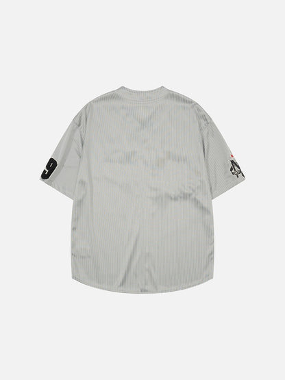 DAXUEN Script embroidered baseball jersey shirt