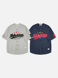 DAXUEN Script embroidered baseball jersey shirt