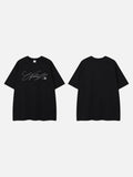 DAXUEN Relaxed-fit short-sleeve T-shirt with script embroidery