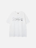DAXUEN Relaxed-fit short-sleeve T-shirt with script embroidery
