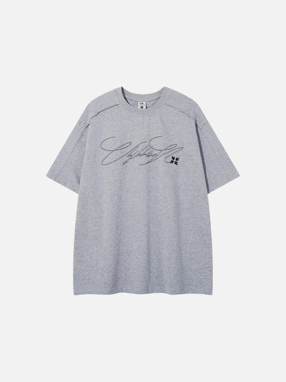DAXUEN Relaxed-fit short-sleeve T-shirt with script embroidery