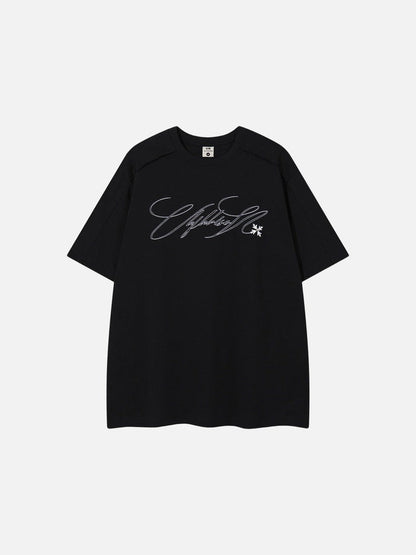 DAXUEN Relaxed-fit short-sleeve T-shirt with script embroidery