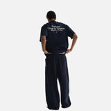 DAXUEN dark blue oversized scripted back graphic t-shirt