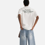 DAXUEN dark blue oversized scripted back graphic t-shirt
