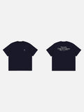 DAXUEN dark blue oversized scripted back graphic t-shirt