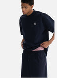 DAXUEN dark blue oversized scripted back graphic t-shirt
