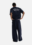 DAXUEN dark blue oversized scripted back graphic t-shirt