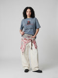 DAXUEN Vintage graphic print short-sleeved T-shirt — model photo
