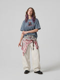 DAXUEN Vintage graphic print short-sleeved T-shirt — model photo