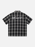 DAXUEN Short-sleeve plaid shirt with sequin embroidery