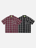 DAXUEN Short-sleeve plaid shirt with sequin embroidery