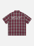 DAXUEN Short-sleeve plaid shirt with sequin embroidery