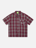 DAXUEN Short-sleeve plaid shirt with sequin embroidery
