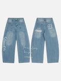 DAXUEN Light blue denim wide-leg jeans with graphic prints