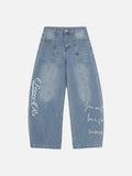 DAXUEN Light blue denim wide-leg jeans with graphic prints