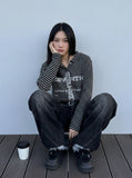 DAXUEN Striped hooded top with graphic print — model photo