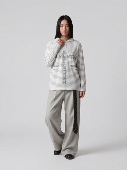 DAXUEN Striped hooded top with graphic print — model photo