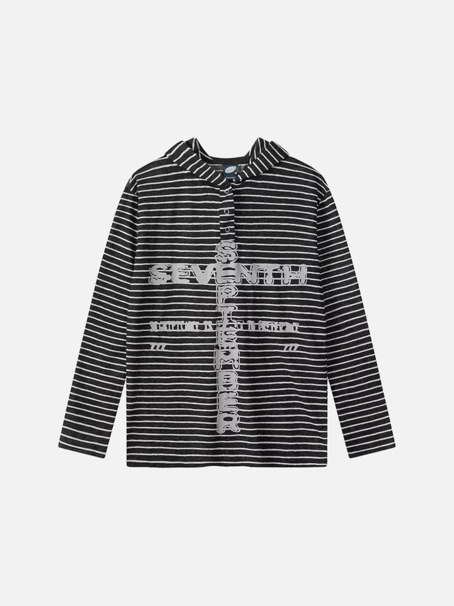 DAXUEN Striped hooded top with graphic print