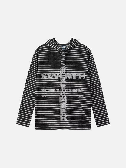 DAXUEN Striped hooded top with graphic print