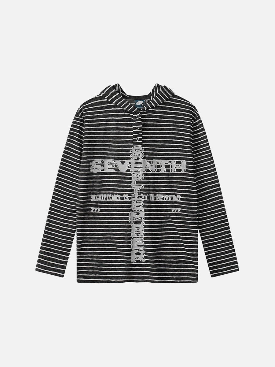 DAXUEN Striped hooded top with graphic print