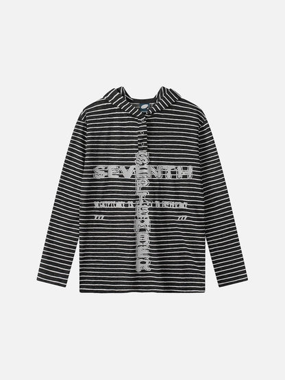 DAXUEN Striped hooded top with graphic print