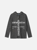 DAXUEN Striped hooded top with graphic print