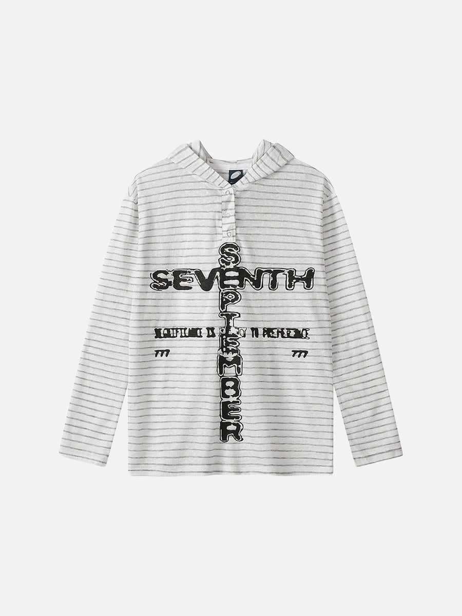 DAXUEN Striped hooded top with graphic print