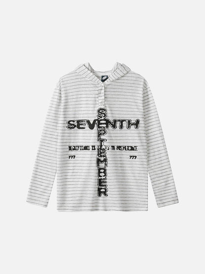 DAXUEN Striped hooded top with graphic print
