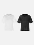 DAXUEN black sheer knit crew neck t-shirt