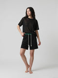 DAXUEN black sheer knit crew neck t-shirt — model photo