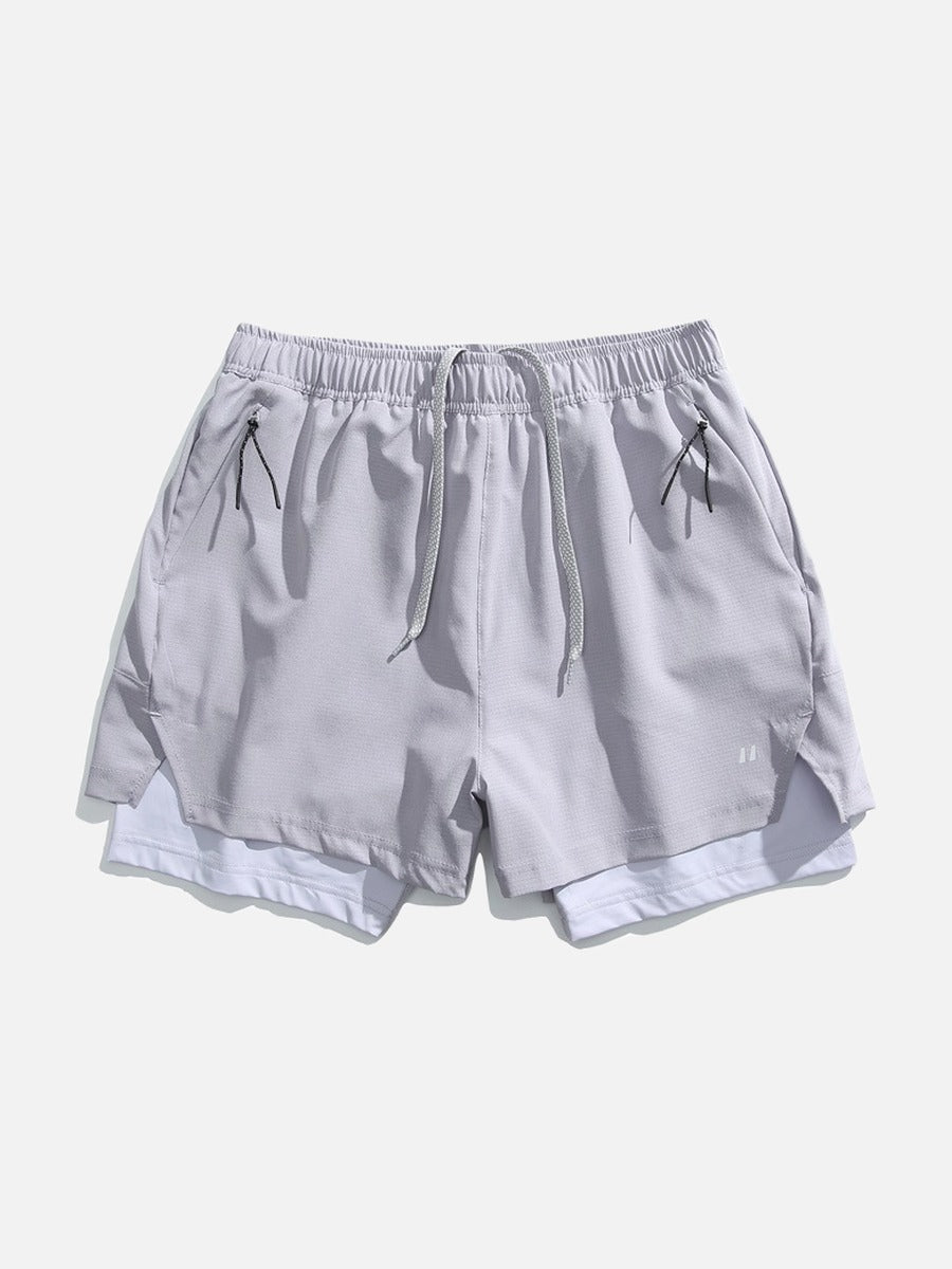 Light Cream Double-Layered Athletic Shorts